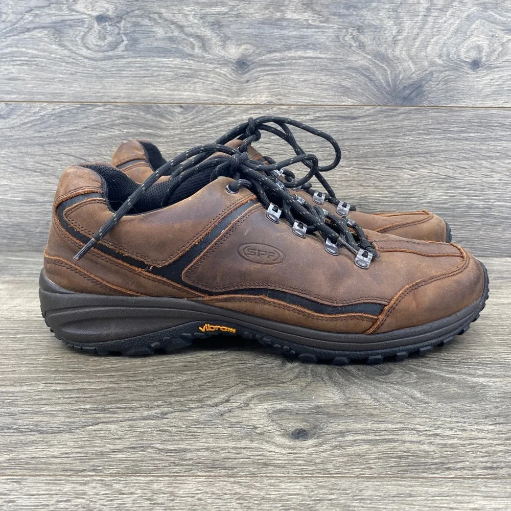 SPF Wallaby Hiking Shoes Mens UK 10 Brown Leather Vibram Sole Low Top Trail